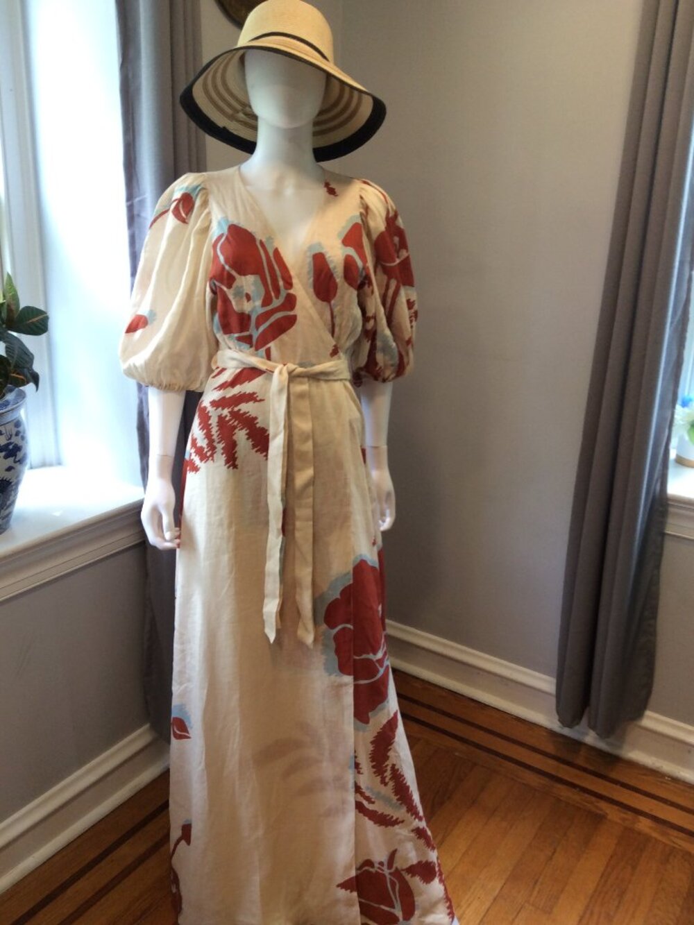 Juan De Dios Orange White Tie Dye Maxi Dress Women's Resort Dress  Size 4